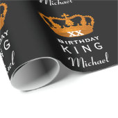 金ゴールドの王冠A17を持つ年の誕生日王 ラッピングペーパー (ロールコーナー)