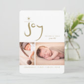 金ゴールドの甘い喜び可愛いベビー初めてのクリスマス写真 シーズンカード (スタンド正面)