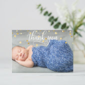 金ゴールドの男の子のベビーシャワーは|の写真感謝していしています + 文字 サンキューカード (スタンド正面)