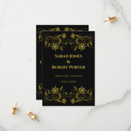 金ゴールドの画像とスクリプトの背景(黒) セーブザデート