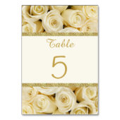 金ゴールドの白いクリーム色のバラは寄宿生を着色しました テーブルナンバー (正面)