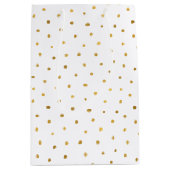 金ゴールドの白い点 ミディアムペーパーバッグ (正面)