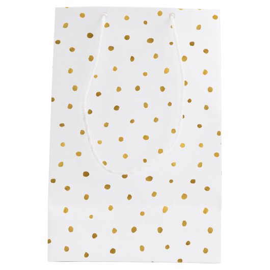 金ゴールドの白い点 ミディアムペーパーバッグ (裏面)
