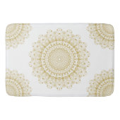 金ゴールドの白い華美マンダパターン バスマット (正面)