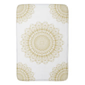 金ゴールドの白い華美マンダパターン バスマット (正面縦)