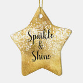 金ゴールドの白い輝きの輝やき セラミックオーナメント (左)