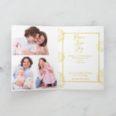 金ゴールドの白くエレガントな写真のクリスマスの挨拶状 シーズンカード (内部)