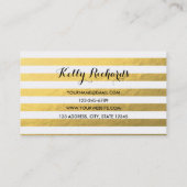 金ゴールドの白のストライプパターン名刺 名刺 (裏面)