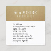 金ゴールドの白の割れたスタイリッシュなカバー スクエア名刺 (裏面)