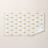 金ゴールドの白アールデコ幾何学模様 バスタオルセット (ハンドタオル)