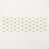 金ゴールドの白アールデコ幾何学模様 ヨガマット (裏面(横))