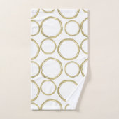 金ゴールドの白丸モダン バスタオルセット (ハンドタオル)