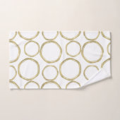 金ゴールドの白丸モダン バスタオルセット (ハンドタオル)