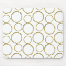 金ゴールドの白丸モダン マウスパッド