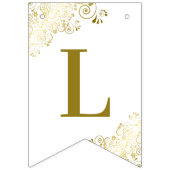 金ゴールドの白結婚いカップル名エレガント バンティングフラッグ (第3の旗)