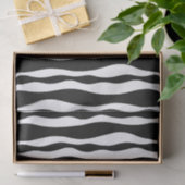 金ゴールドの白黒の波状ストライプTouch 薄葉紙 (ギフト)