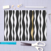 金ゴールドの白黒の波状ストライプTouch 薄葉紙 (クラフト)