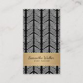 金ゴールドの白黒抽象芸術線パターン 名刺 (正面)