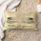 金ゴールドの目メイクアップラッシュハローゴージャスメタリック ランバークッション (ブランケット)