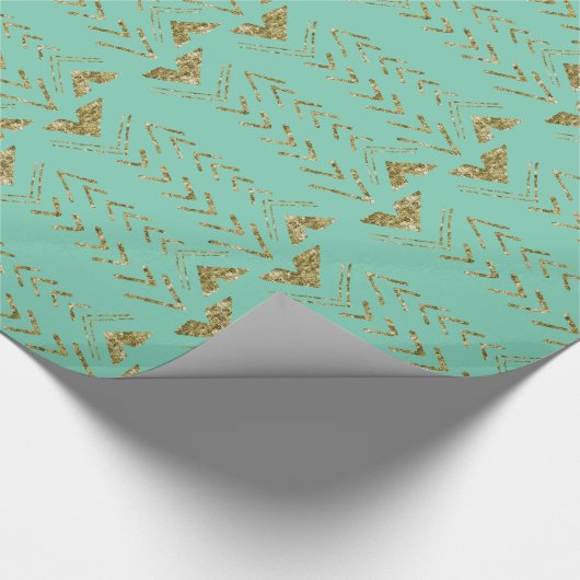 金ゴールドの真新しい水彩画の矢 ラッピングペーパー (角)