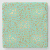 金ゴールドの真新しくグラデーションなヒョウのプリント ストーンコースター (正面)