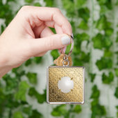 金ゴールドの真珠フェイクのダマスク キーホルダー (手)