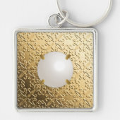 金ゴールドの真珠フェイクのダマスク キーホルダー (正面)