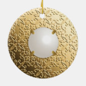 金ゴールドの真珠フェイクのダマスク セラミックオーナメント (裏面)
