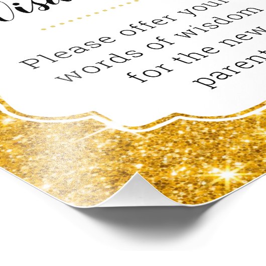 金ゴールドの知恵の言葉アドバイス赤ちゃんシャワーのサイン フォトプリント            (角)