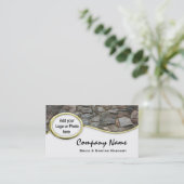 金ゴールドの石工石のロゴの写真の名刺 名刺 (スタンド正面)