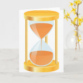 金ゴールドの砂時計の挨拶状 カード (黄色い花)