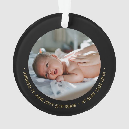 金ゴールドの祖父母の初めてのクリスマスのフォトセラミック オーナメント (裏面)