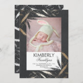 金ゴールドの秋の生まれたばかりのなベビーの写真の誕生の発表 案内状 (正面/裏面)