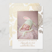 金ゴールドの秋の生まれたばかりのなベビーの写真の誕生の発表 案内状 (正面/裏面)