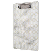 金ゴールドの立方体パターンが付いている白い大理石 クリップボード (左)