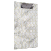 金ゴールドの立方体パターンが付いている白い大理石 クリップボード (右)