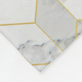 金ゴールドの立方体パターンが付いている白い大理石 フリースブランケット (角)