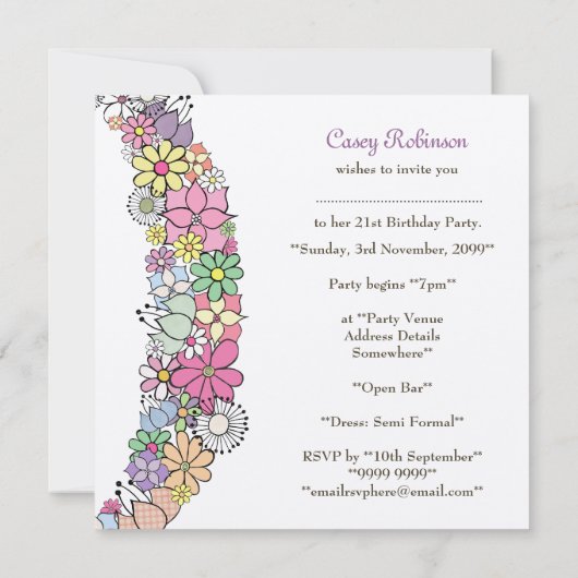 金ゴールドの第21女の子の誕生会のカスタムの招待状 招待状 (裏面)