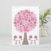 金ゴールドの第30誕生日デザイナーピンクの木の招待状 招待状 (スタンド正面)