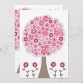 金ゴールドの第30誕生日デザイナーピンクの木の招待状 招待状 (正面/裏面)