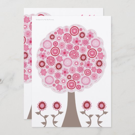 金ゴールドの第30誕生日デザイナーピンクの木の招待状 招待状 (正面/裏面)