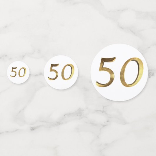 金ゴールドの第50金結婚式の第50誕生会 コンフェッティ (裏面)