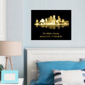 金ゴールドの米国のスカイライン緯度ニューオーリンズ 箔ポスター (インサイチュ (寝室))