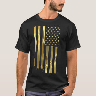 金ゴールドの米国旗のTシャツ Tシャツ