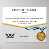 金ゴールドの紋章の月の証明書の従業員 ポスター (正面)