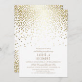 金ゴールドの紙吹雪のエレガントなヴィンテージの白い誕生会 招待状 (正面/裏面)