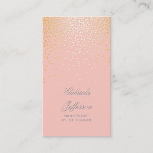金ゴールドの紙吹雪のピンクのエレガントな魅力のヴィンテージ 名刺 (正面)