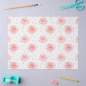 金ゴールドの紙吹雪のピンクの水彩画のバラ 薄葉紙 (クラフト)