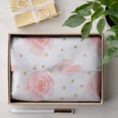 金ゴールドの紙吹雪のピンクの水彩画のバラ 薄葉紙 (ギフト)