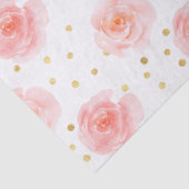 金ゴールドの紙吹雪のピンクの水彩画のバラ 薄葉紙 (詳細)
